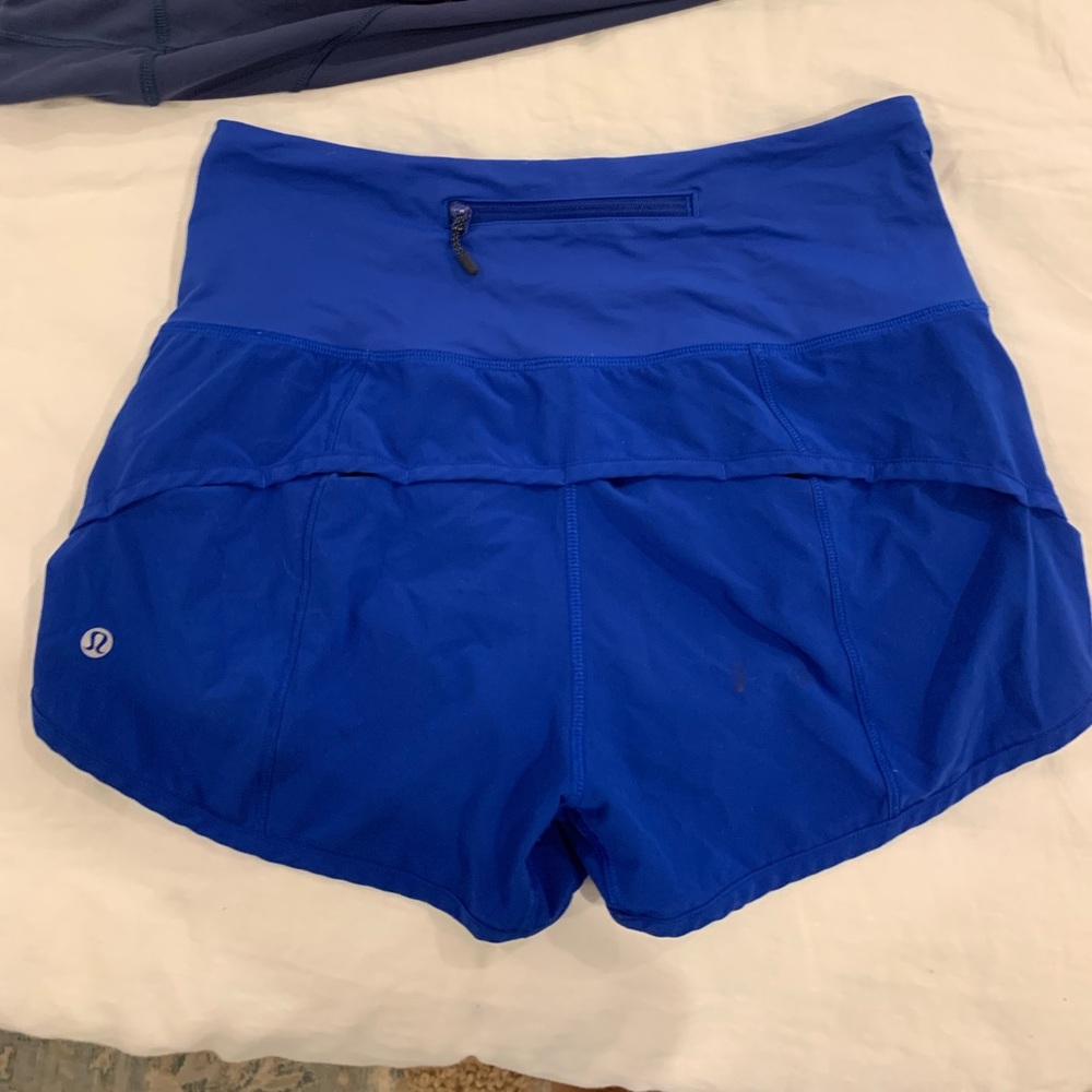 Blue high rise Lululemon shorts